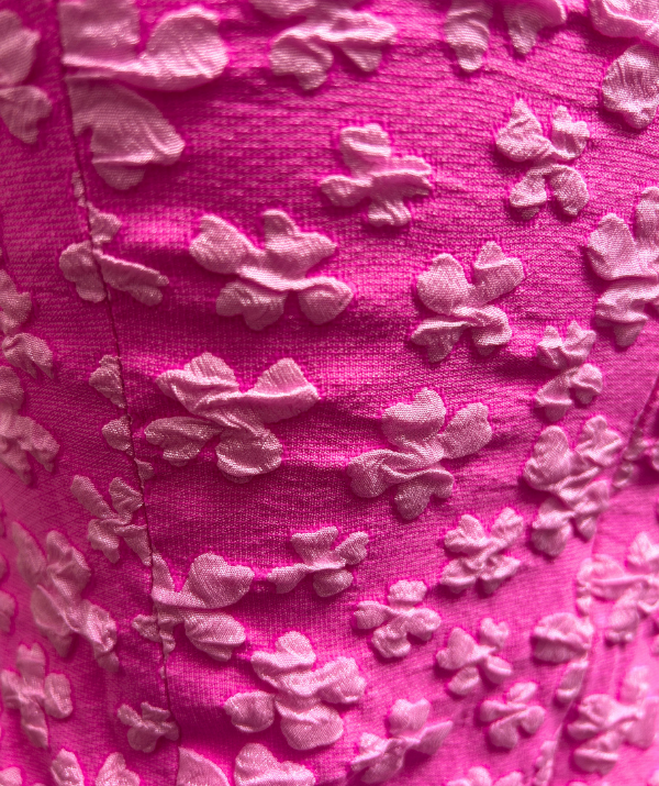 White Birch Floral Textured Dress - Pink