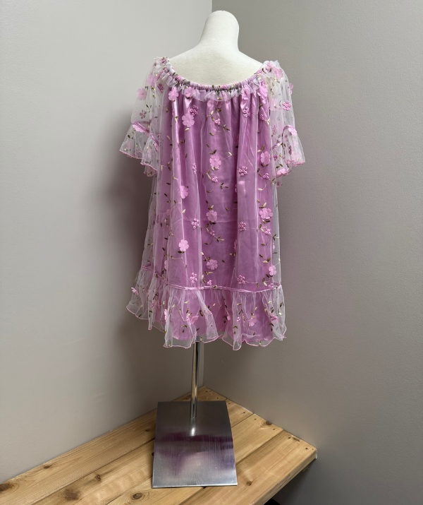 White Birch Floral Mesh Peasant Dress