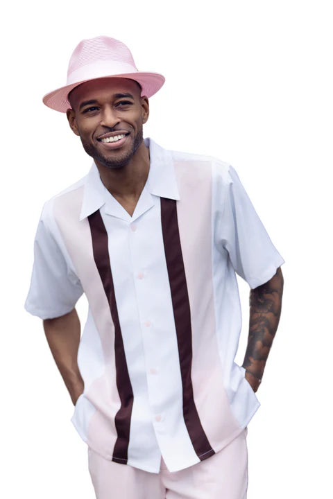 Montique Vertical Color Block Walking Suit