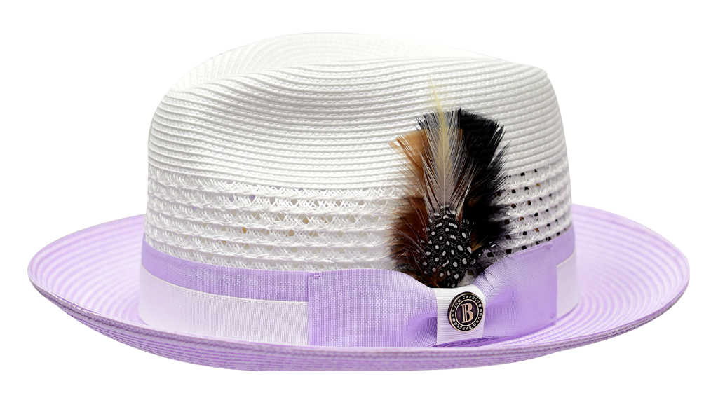 Rocco Collection Straw 2-Tone Fedora Hat Snap Brim