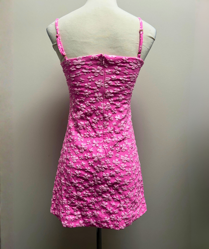 White Birch Floral Textured Dress - Pink