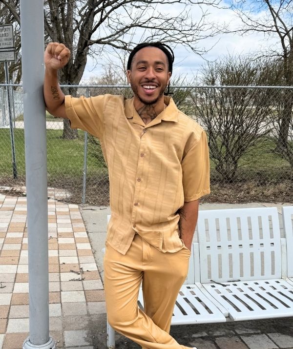 Montique 2210 Tan 2-Piece Short Sleeve Walking Suit