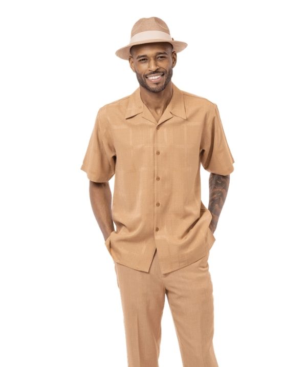 Montique 2210 Tan 2-Piece Short Sleeve Walking Suit