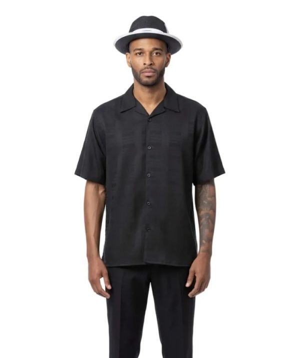 Montique 2210 Black 2-Piece Short Sleeve Walking Suit
