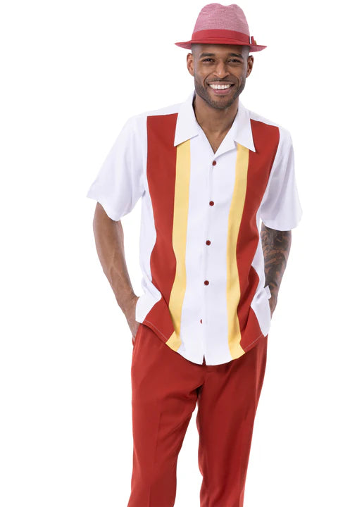 Montique Vertical Color Block Walking Suit