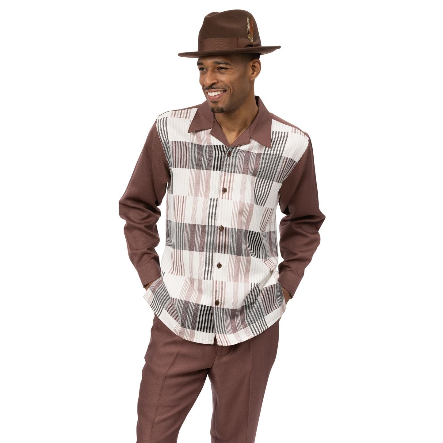 Matrix Plaid Long Sleeve Walking Suit