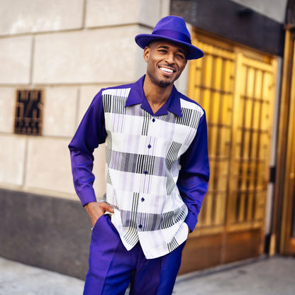 Matrix Plaid Long Sleeve Walking Suit