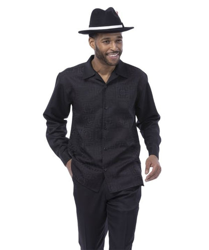 Montique 2597 Black Shadow Pattern Walking Suit