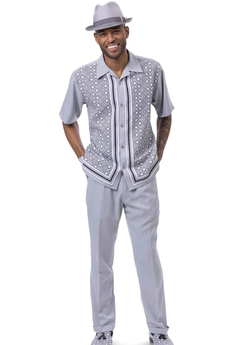 Men's Symmetrical Argyle Walking Suit Set