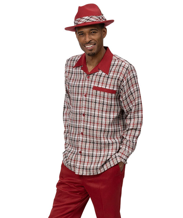 Augustus Collection: Montique Emerald Plaid Long Sleeve Walking Suit
