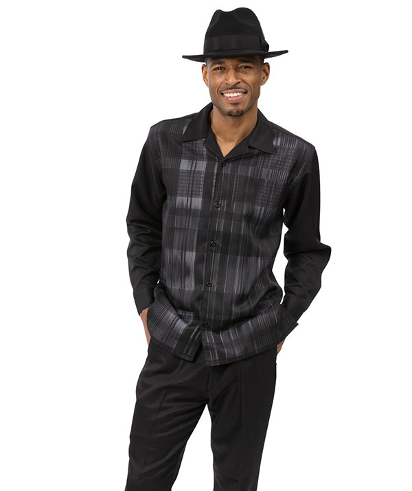 Pallas Collection: Montique Grid Pattern Long Sleeve Walking Suit