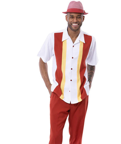 Montique Vertical Color Block Walking Suit
