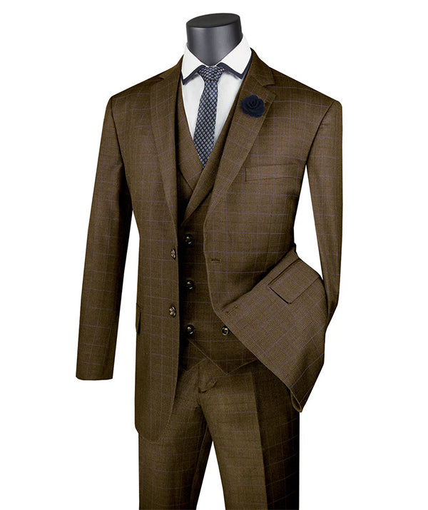 Vinci men suit V2RW-13 BROWN