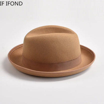 Roll Up Brim Homburg Hat
