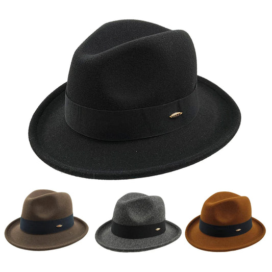 New Vintage Black Felt Fedora Hat