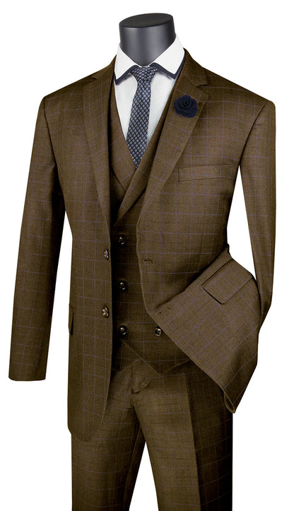 Vinci men suit V2RW-13 BROWN